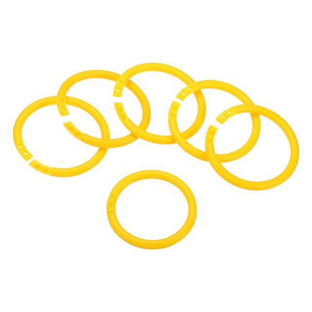Unique Bargains 2' OD 1.6' ID Loose Leaf Rings Binder Ring Plastic O Rings for Book Scrapbook, Yellow 50 Pack