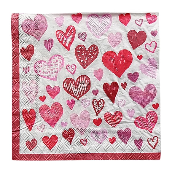 Binwennn 20 Pcs Serviettes en Papier Colorées de la Saint-Valentin Décoration de Table Imprimé Cœur Serviettes de Mariage Robe en Papier pour Femmes Décorations de Fête pour Filles Robes de Fête pour Adolescentes Robes d'Événement pour