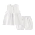 thumbnail image 1 of Hiiyo Infant Girls Shorts Clothing Set Solid Color Comfortable Sleeveless Top Shorts Set Pajamas, 1 of 7
