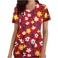 thumbnail image 1 of Pisexur Womens Scrub Tops Boasting Colorful Floral Prints Along With Short Sleeve Scrub Tops Suitable for Nursing Uniforms With Convenient Pockets, 1 of 4