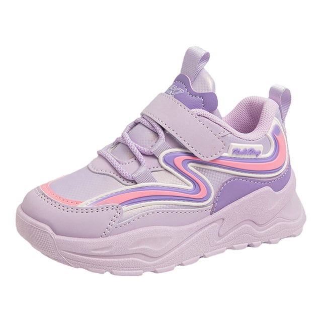 Kcodviy Girls Sports Shoes able Cute Shoes for Kids New Pattern Simple Solid Girls Running Shoes Size 4 Color Four Seasons Casual Flat Bottom Thick Bottom Comfortable Hook Loop Shoes