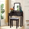 thumbnail image 2 of Costway Vanity Dressing Table Set w/ 10 Dimmable Bulbs Touch Switch Cushion Stool Brown, 2 of 10