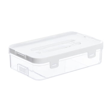 TopLLC Clear Plastic Storage Container With Lid A Handle- Multipurpose CraftsOrganizers And Storage Box- Easy Carry A Stack Flat Storage Box For Pencils Markers Crayon Storage devices
