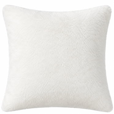 Coussin décoratif Mainstays, fausse fourrure unie, 20 x 20 po, blanc, ensemble de 2