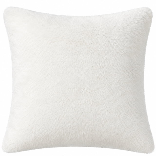 Mainstays Decorative Cushion, Solid Faux Fur, 20x20 in, White 2-Pack