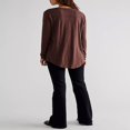 thumbnail image 3 of Women‘s Causal T-Shirt V Neck Long Sleeve Loose Fit Tops Solid Color Blouse Basic Tees, 3 of 5