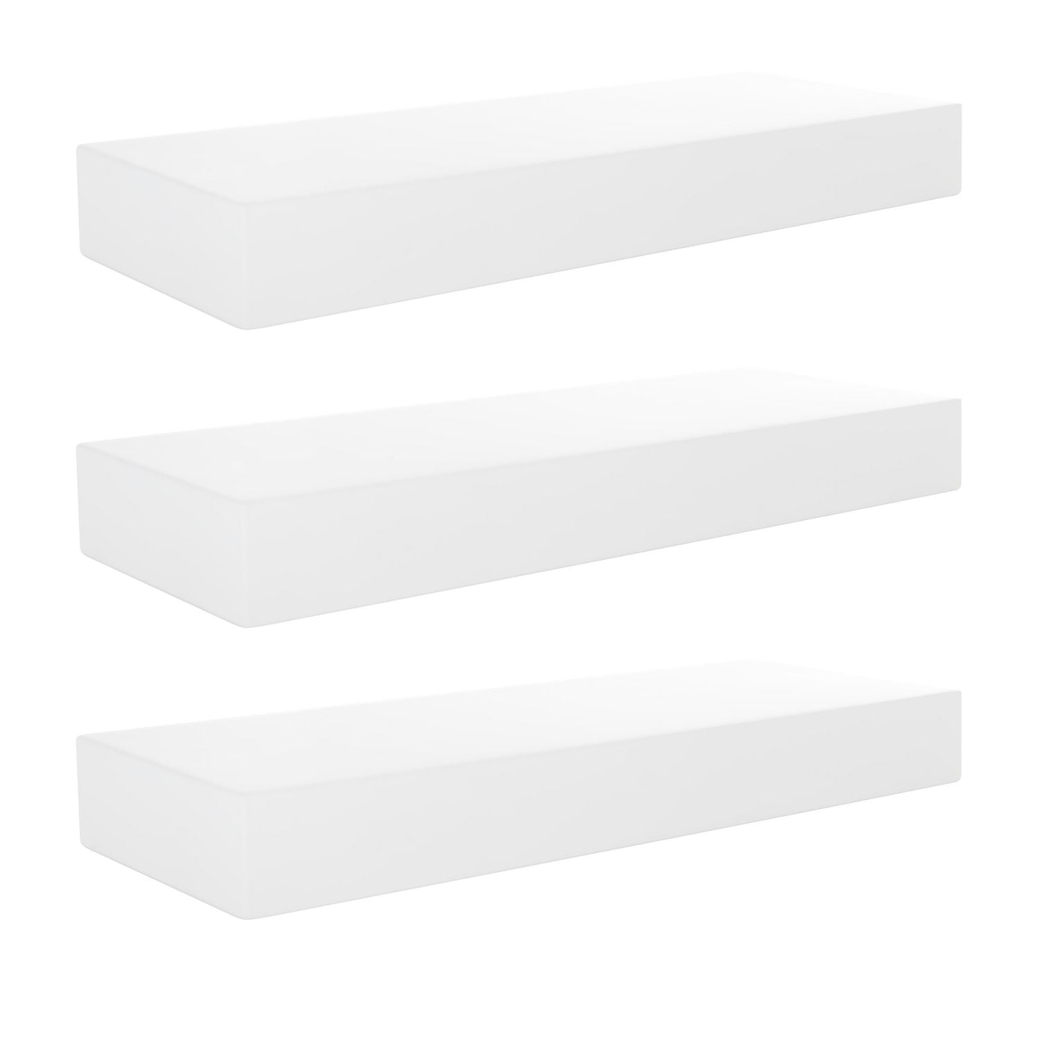 Kiera Grace Set of Three Classic Wooden Maine Floating Wall Shelves, 12"L, White