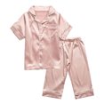 thumbnail image 2 of KYAIGUO Ensemble de Pyjamas en Satin à Manches Courtes pour Enfants Garçons Filles 1-10 Ans, 2 of 9
