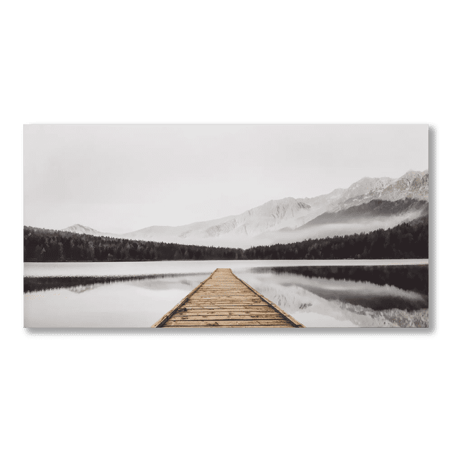 Bouclair Natural Dock with Mountain View Printed Canvas 30 X 60 in (76.2 X 152.4 cm)