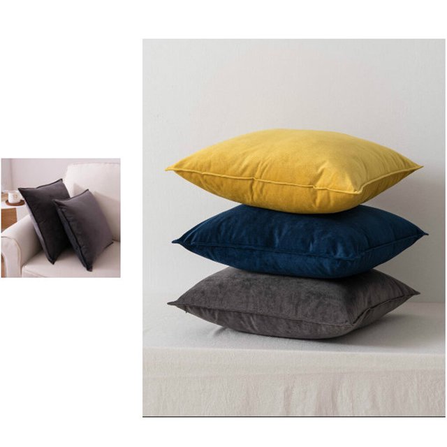 Seat Cushion Cover Solid Color Velvet Zip Attachment Automotive Square Replacement Soft Decorative Reusable Zipper Sofa Pillow Case Accessories Purple 40x40cm