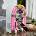 thumbnail image 3 of Arkrocket Athena Mini Jukebox / Tabletop CD Player / Bluetooth Speaker / Radio / USB and SD card Player with Retro LED Lighting System (Pink White), 3 of 5