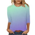 thumbnail image 1 of Hauts à Manches 3/4 pour Femmes Mode T-Shirt Imprimé Mi-Longueur Blouse Col Rond Hauts Décontractés T-Shirts pour Femmes Mode T-Shirts à Manches 3/4 pour Femmes, 1 of 5