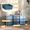 thumbnail image 3 of Qaba Organisateur de Jouets pour Enfants à 3 Niveaux avec 9 Bacs de Rangement en Plastique, Bleu, 3 of 10