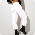 thumbnail image 4 of Sentmoon Trousers Oversized Drawstring High Waist Sweatpants Women Loose Cuffed Hem Solid Color Breathable Workout Clothes Fall Trendy for Vacation Trip White XL, 4 of 7