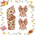 thumbnail image 4 of TIMIFIS Polka Dots Christmas Ribbon Christmas Tree Decoration 2.56 Inch Red and Green Ribbons for Crafts Holiday Gift Wrap Christmas Tree Decorations Wreath Bows Wrapping Supplies(4.55m), 4 of 7