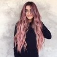 thumbnail image 3 of EARKITY Longue Perruque Ondulée Rose pour Femmes Perruque Rose Ombrée Racine Foncée 24 Pouces avec Frange Perruque Ondulée Bouclée Aspect Naturel Perruque en Fibre Synthétique Résistante à la Chaleur pour Usage Quotidien et Fête, 3 of 7