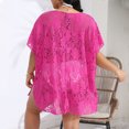 thumbnail image 4 of Pisexur Robe à Manches Courtes à Col en V pour Femme, Robe de Plage Unie à Manches Courtes avec Empiècements Ajourés, Chemise de Couverture Surdimensionnée, Robe à Manches Courtes pour Femme, Jupe pour Femme, 4 of 4