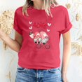 thumbnail image 1 of Pisexur T-shirt de la Saint-Valentin pour Femmes, Imprimé Amour, Manches Courtes, Col Rond, 1 of 5