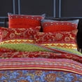 thumbnail image 4 of JOLUSERE Bohemian Housse de Couette Boho Format Grand Lit, Ensemble 3 Pcs Rétro Bohemian Mandala à Rayures, Ensembles de Housse de Couette, Rouge Bleu Coloré, 4 of 11