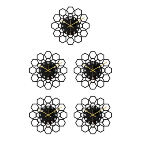 Maytalsory Trendy Acrylic Wall Clock Fashionable Home Gift for Living Room Black Decor Type C 5Set