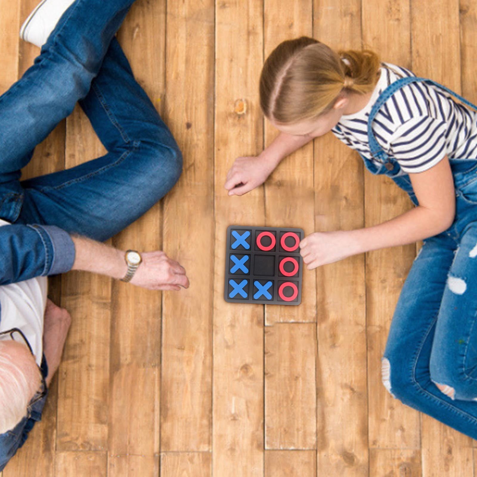 ZZkhGO Wooden Tic Tac Toe Game, Noughts and Crosses Puzzle Board Game, Compact Travel Strategy Game for Kids Family Party