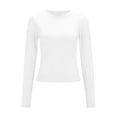 thumbnail image 3 of T-Shirts pour Femmes 2025, T-Shirts Femmes, T-Shirts à Manches Longues Unis pour Femmes Tendance Col Rond T-Shirt Chaud de Course T-Shirts Ajustés à Manches Longues T-Shirt de Compression à Manches Longues, 3 of 8