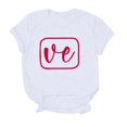 thumbnail image 5 of Chandails Assortis pour Couples de la Saint-Valentin, Mode, Imprimé de Lettres, Col Rond, Manches Courtes, T-Shirt Décontracté, Confortable, Doux, Chemisiers pour Lui et Elle, Vêtements de Vacances, Blanc, TTG, 5 of 5