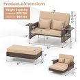 thumbnail image 3 of Gymax Causeuse en Osier 2 Pcs et Pouf de Rangement avec Dossier à 4 Niveaux et Coussin Doux Beige, 3 of 9