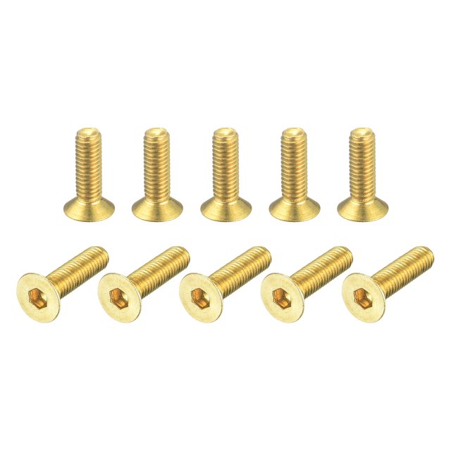 Flat Head Socket Cap Screws, M3-0.5 x 12mm Brass Inner Hex Drive Fasteners Bolts 24Pack
