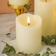 thumbnail image 4 of Jinsinto Real Wick Wax Flameless Candle with Remote Control 3 Piece Set, Electric LED Pillar Candle Battery Powered Ivory Timer Dummy Candle, 3" Diameter 4 5 6" High, 4 of 6