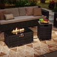 thumbnail image 2 of Costway 2 PCS Outdoor Rattan Fire Table Set with Tank Cover Tempered Glass Tabletop Brown, 2 of 10
