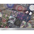thumbnail image 2 of Soimoi Silk Fabric Ogee & Mandala Patchwork Printed Craft Fabric by The Yard 42 Inch Wide, 2 of 3