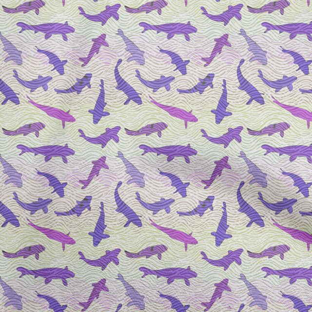 oneOone Rayon Purple Fabric Asian Japanese Koi Fish With Wave Sewing Material Print Fabric By The Yard 56 Inch Wide