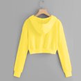 thumbnail image 3 of UPPADA Plus Size Cropped Sweatshirts for Women Trendy Zip Up Hoodies Basic Solid Color Jacket Drawstring Long Sleeve Crop Tops Fall Spring Pullover Tops Yellow,XXXL, 3 of 5