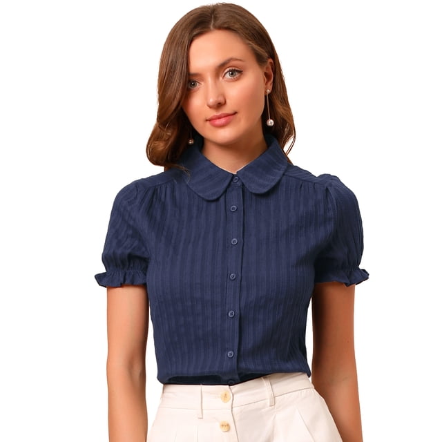 INSPIRE CHIC Chemise à Manches Courtes pour Femme en Coton à Imprimé Floral avec Col Peter Pan