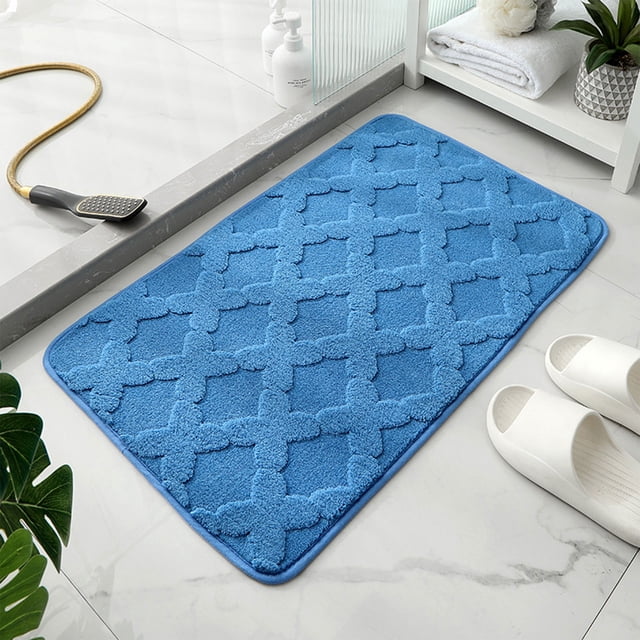 Thickened Absorbent Non-Slip Bathroom Rug Mat, Plush Polyester Floor Carpet for Toilet, Shower, and Bedroom Doorway, Machine Washable