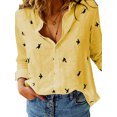 thumbnail image 1 of Innerwin Shirts Button Down Ladies Blouse Business Long Sleeve Loose Tops Yellow Black XL, 1 of 2