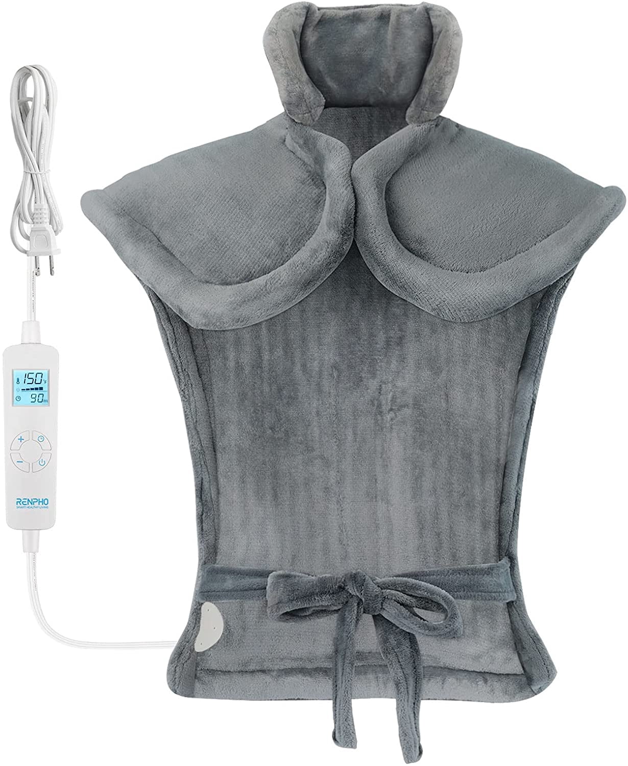 RENPHO Large Heating Pad for Back Relaxation, 24 inx33 Fast-Heating with 6 Temperature Settings, Auto Shut Off Available, ETL Certified - Gray