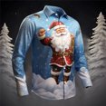 thumbnail image 2 of Kcodviy Chemise pour Homme de Noël Père Noël Numérique à Manches Longues Boutonnée Chemise Habillée à Col à Revers Imprimée 3D Chemise à Manches Longues Haut, 2 of 4