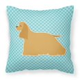 thumbnail image 1 of Carolines Treasures BB3686PW1414 Cocker Spaniel Checkerboard Blue Fabric Decorative Pillow, 1 of 4