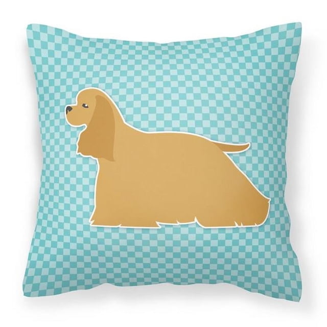 Carolines Treasures BB3686PW1414 Cocker Spaniel Checkerboard Blue Fabric Decorative Pillow
