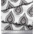 thumbnail image 2 of Soimoi Gray Rayon Crepe Fabric Floral Block Print Sewing Fabric Yard 46 Inch Wide, 2 of 5