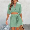 thumbnail image 3 of Cameland Ensemble Mode Femme 2 Pcs Haut Court Sans Manches Shorts Taille Haute avec Poches, 3 of 6