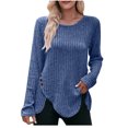 thumbnail image 1 of Timegard Hauts pour Femmes à Côtes à Manches Longues à Encolure Dégagée Chandail à Boutons d'Automne Décontracté Ample Hauts Chandail, 1 of 5