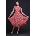 thumbnail image 2 of Bimba Orange Leaves & Ranunculus Floral Printed Knee Length Ladies Sleeveless Holiday Wear Tank Dress-X-Small, 2 of 6