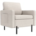 thumbnail image 1 of HOMCOM Fabric Accent Chair Modern Armchair w/ Metal Legs Side Pockets Cream, 1 of 10