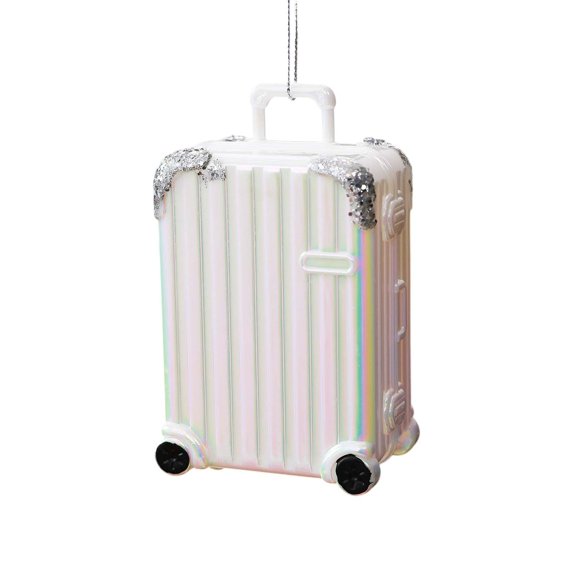 Suitcase Christmas Ornaments with Glitter Accents for Holiday Tree and Home Decor
