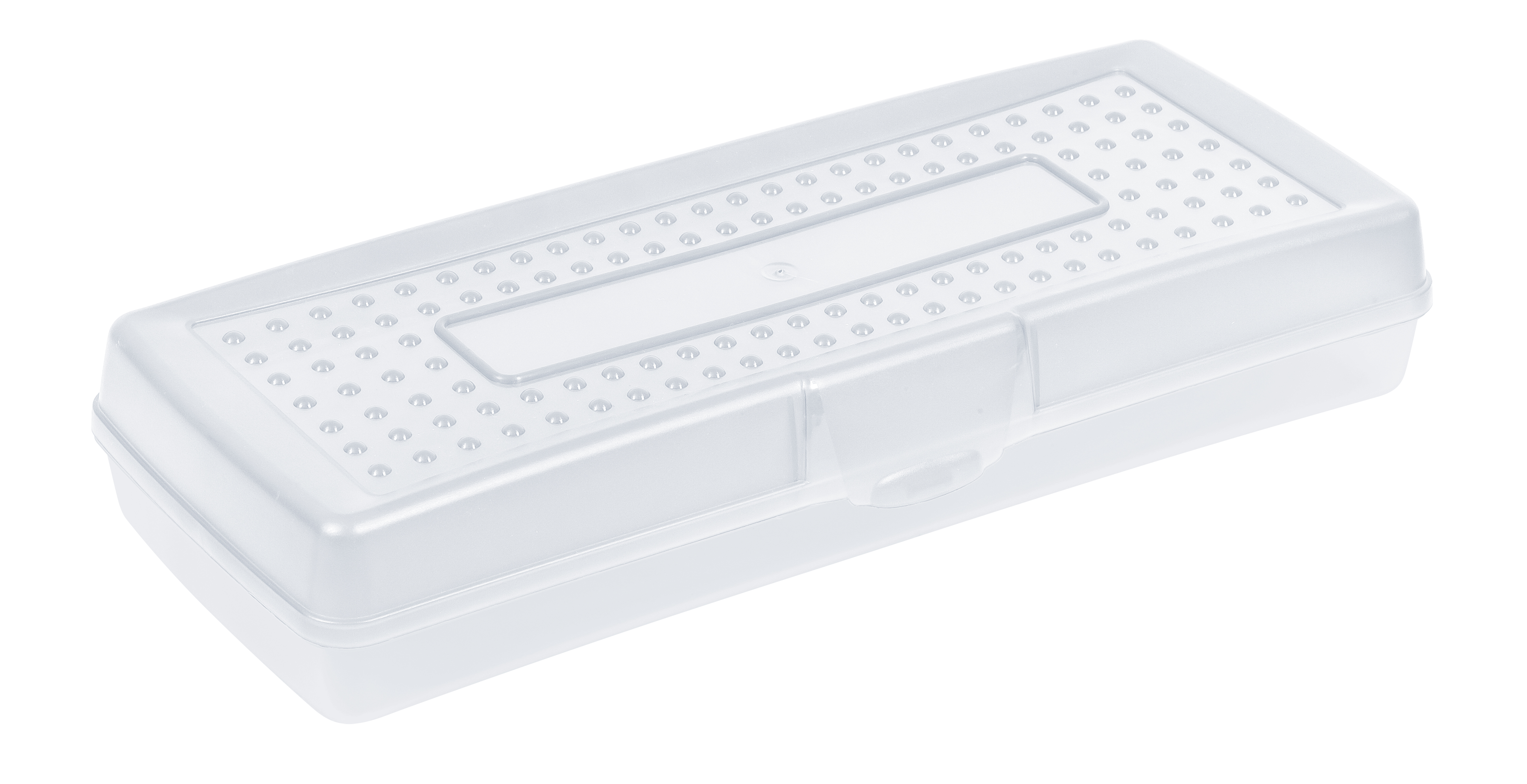 Storex boîte à crayons allongée en plastique pour l’école primaire, 13,4 x 5,6 x 2,5 po, transparente, 1 unité