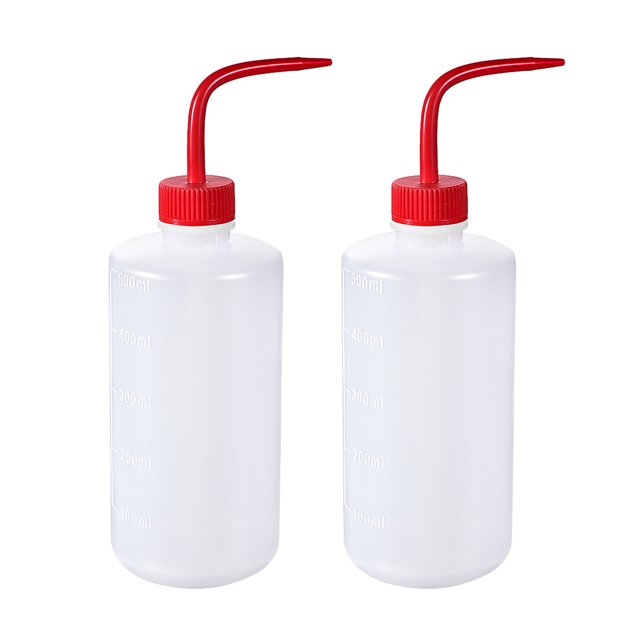 Unique Bargains 2pcs, 500ml Plastic Squeeze Bottle Lab Wash Bottle for Lab Tip Liquid Storage Narrow Mouth