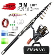 Hearth & Gear 1.8m 3.0m Telescopic Fishing Rod Reel Combination Fishing Rod Reel Combo Trout Rod And Left And Right Hand Interchangeable Fishing Reel Set Sea Fishing Rod Sea Fishing Clam Ice Clip on